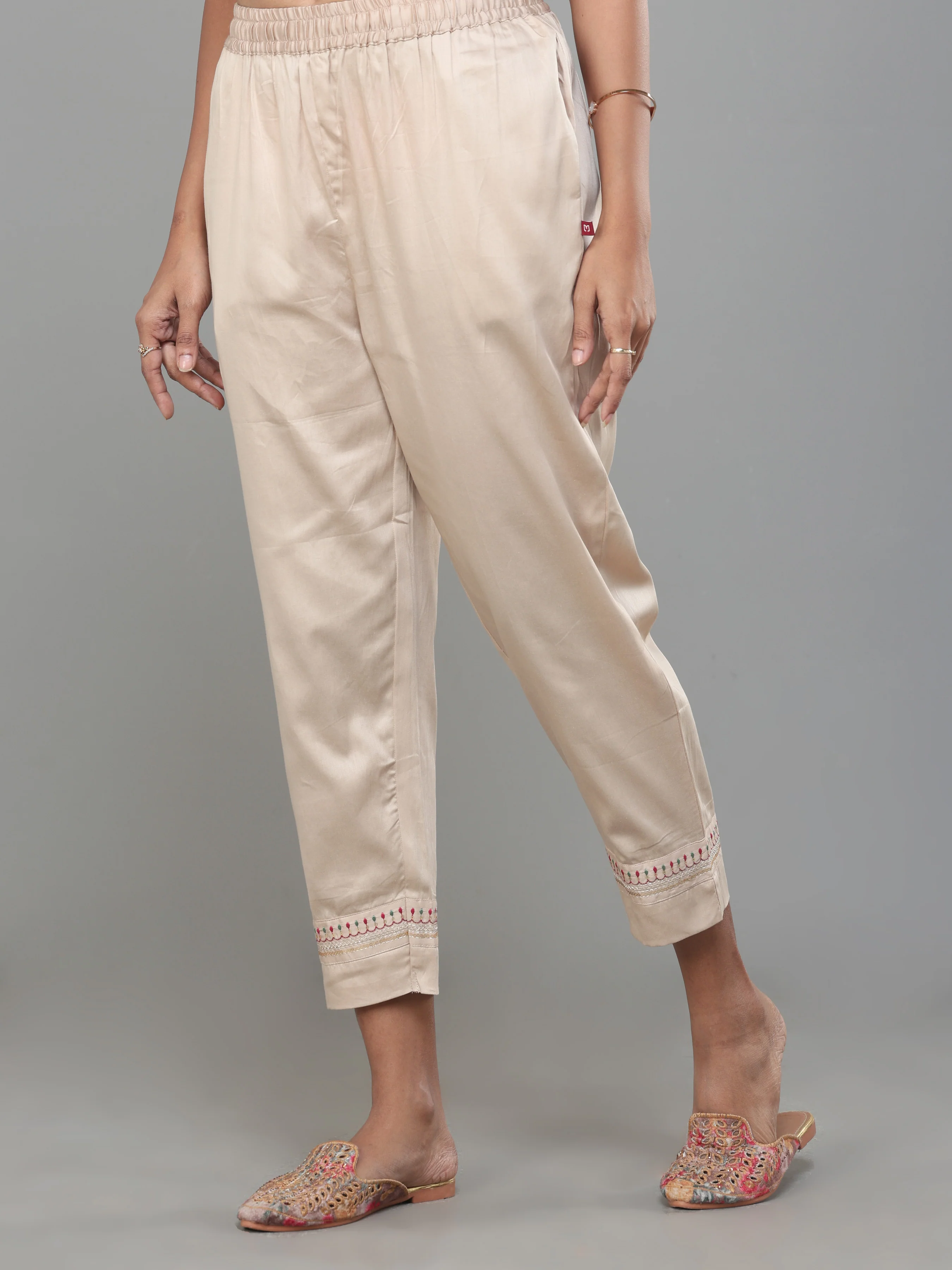 Multi Colour Muslin Printed Kurti With Sequins Work and Matching Bottom - Image 5