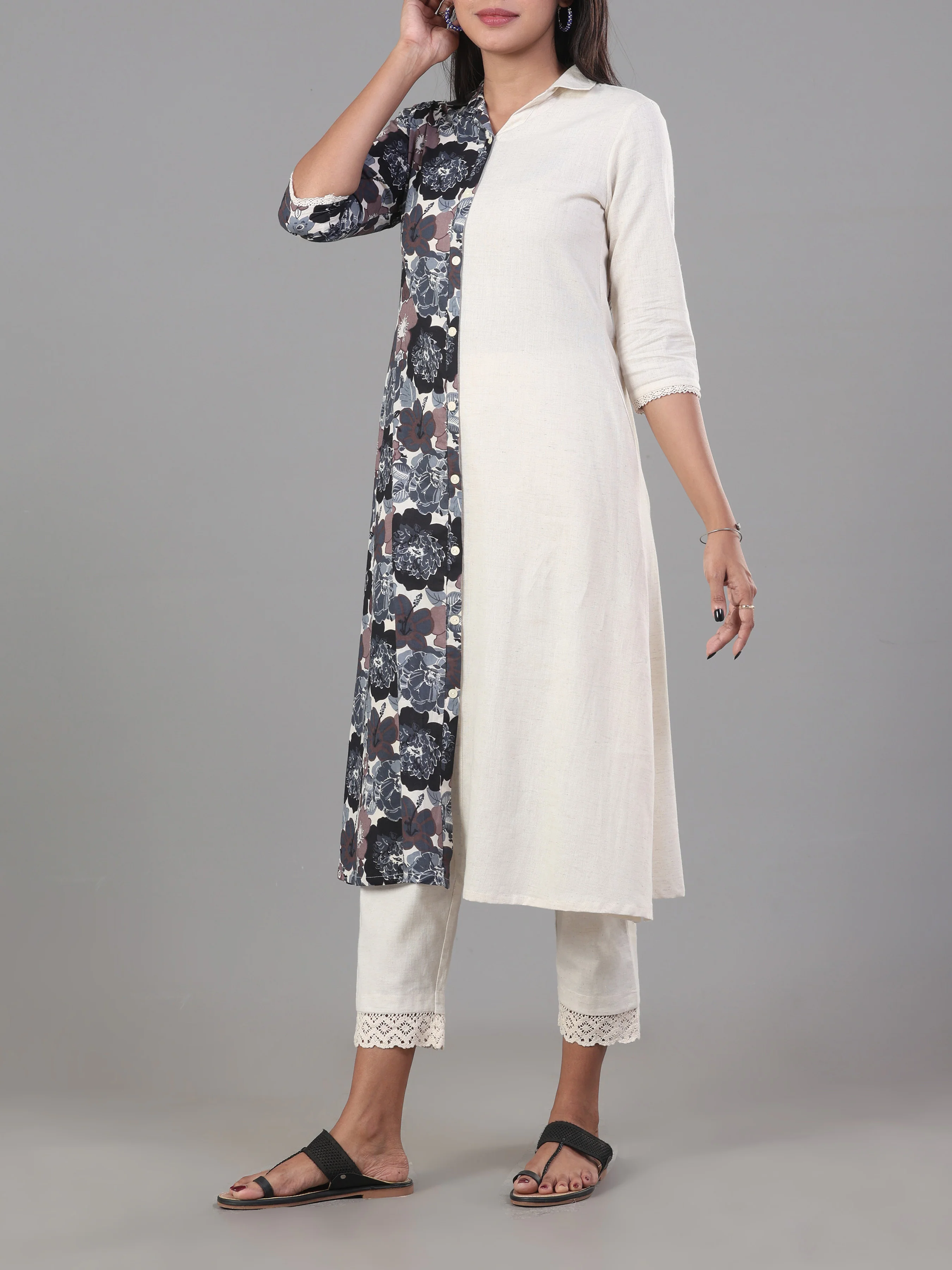 Multi Colour Pure Cotton Printed Kurti With Center Cut - Image 3